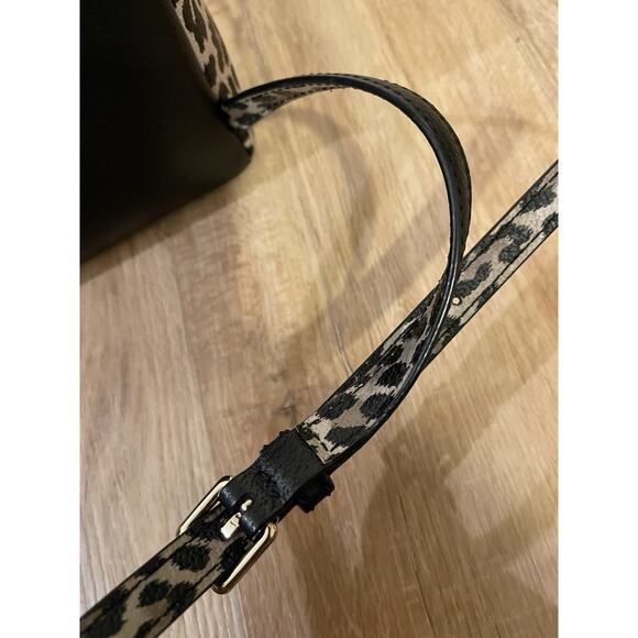 KATE SPADE NEW YORK Black Mini Backpack Women's Animal Print Leather Purse Bag - Picture 7 of 14